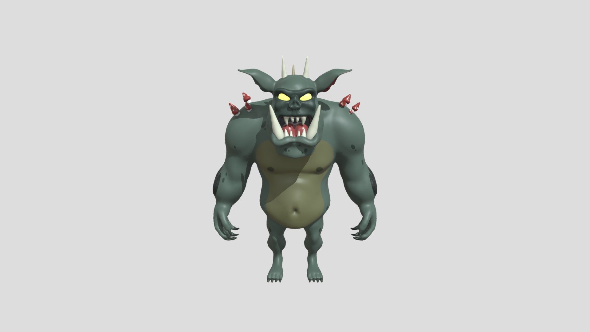 A green stylised Gremloblin creature with glowing yellow eyes and large tusks.